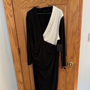 Boston Proper Black and White Long Sleeve Dress